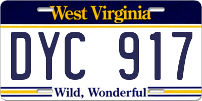 WV license plate DYC917