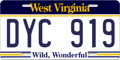 WV license plate DYC919