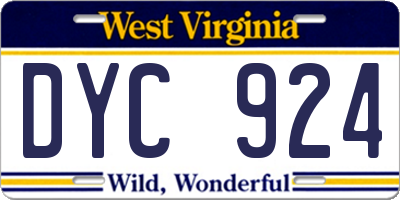 WV license plate DYC924