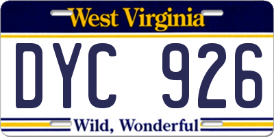 WV license plate DYC926
