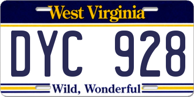 WV license plate DYC928