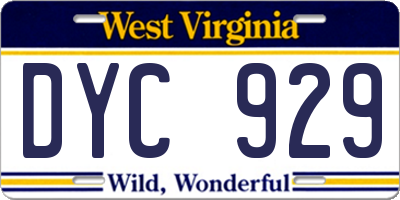 WV license plate DYC929