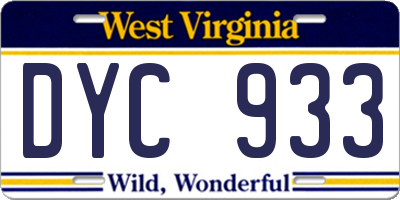 WV license plate DYC933