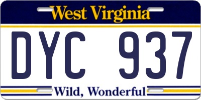 WV license plate DYC937