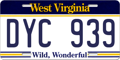 WV license plate DYC939