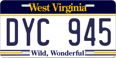 WV license plate DYC945