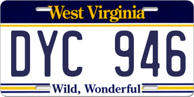 WV license plate DYC946