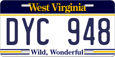 WV license plate DYC948