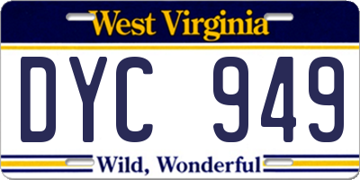 WV license plate DYC949
