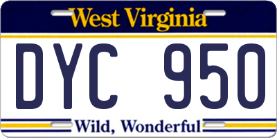 WV license plate DYC950