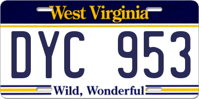 WV license plate DYC953