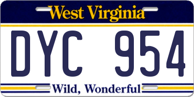 WV license plate DYC954