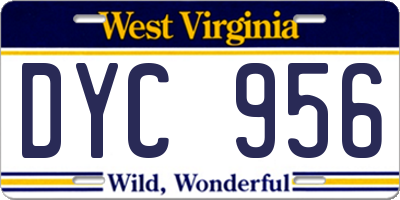 WV license plate DYC956