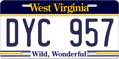 WV license plate DYC957