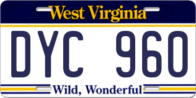 WV license plate DYC960