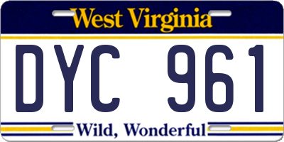 WV license plate DYC961