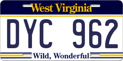 WV license plate DYC962