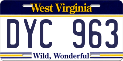 WV license plate DYC963