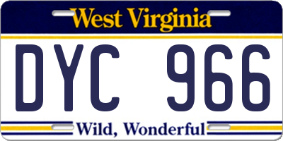 WV license plate DYC966
