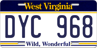 WV license plate DYC968