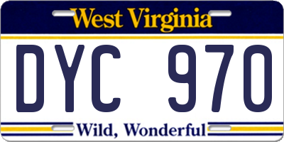 WV license plate DYC970