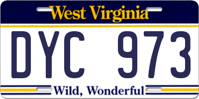 WV license plate DYC973