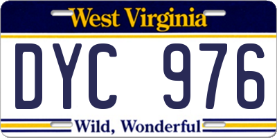 WV license plate DYC976