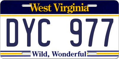 WV license plate DYC977