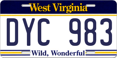 WV license plate DYC983