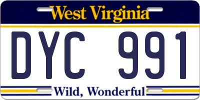 WV license plate DYC991