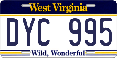 WV license plate DYC995