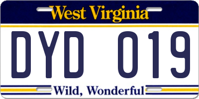 WV license plate DYD019