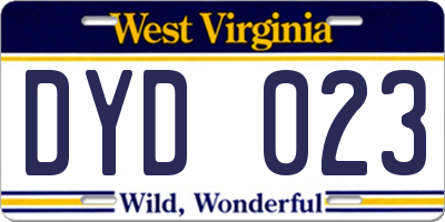 WV license plate DYD023