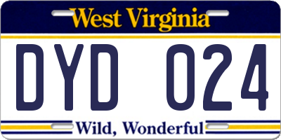 WV license plate DYD024