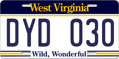 WV license plate DYD030