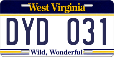 WV license plate DYD031