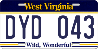 WV license plate DYD043