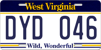 WV license plate DYD046