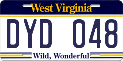 WV license plate DYD048