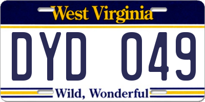 WV license plate DYD049