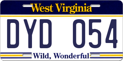 WV license plate DYD054