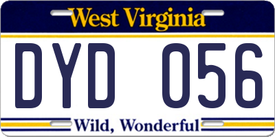 WV license plate DYD056