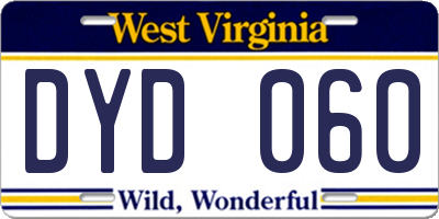WV license plate DYD060