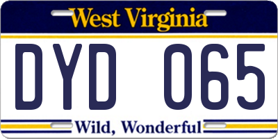 WV license plate DYD065