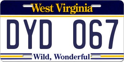 WV license plate DYD067