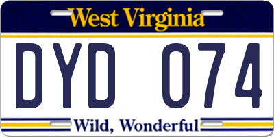 WV license plate DYD074