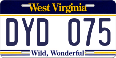 WV license plate DYD075