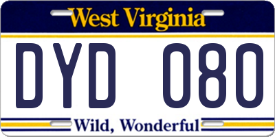 WV license plate DYD080