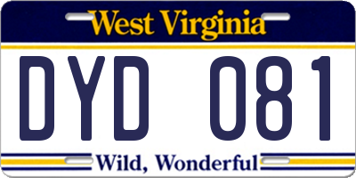 WV license plate DYD081