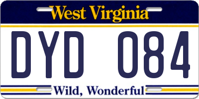 WV license plate DYD084